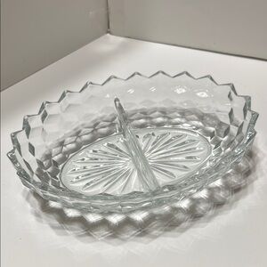 Vintage Indiana Glass Whitehall Clear Divided Serving Dish
